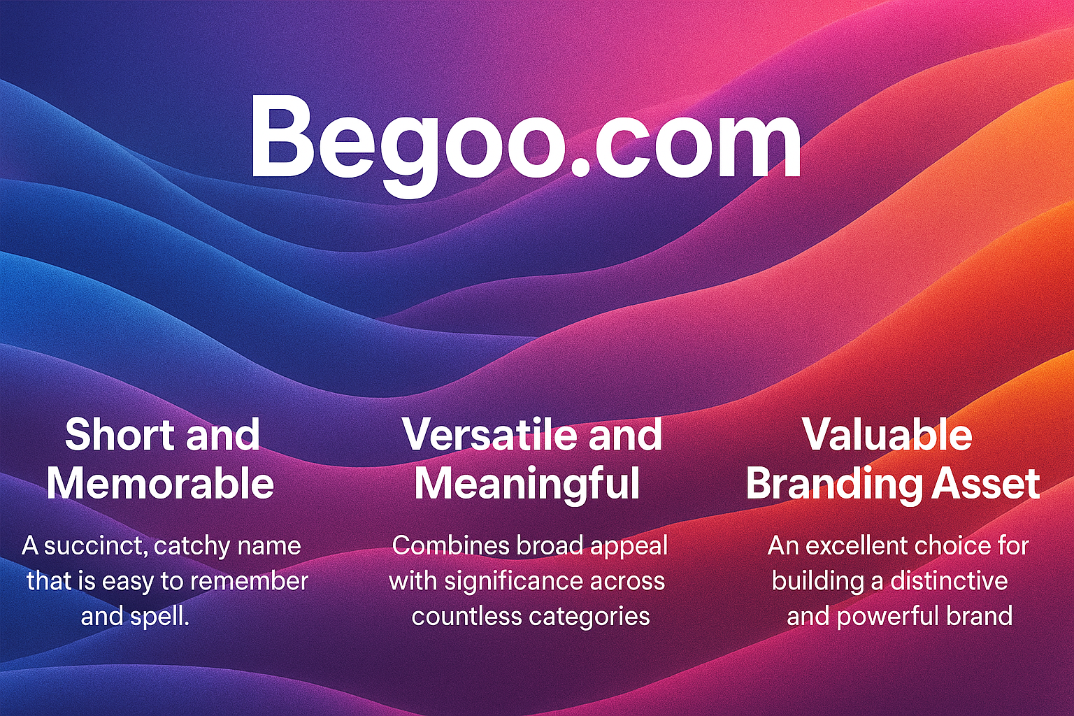 Begoo.com visual – short premium .com domain name for sale